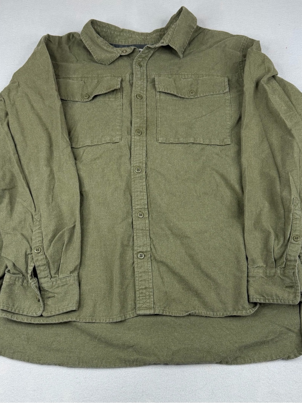 REI Co-op Mens 3XL Olive Green Flannel Utility Shirt Cotton Gorpcore
